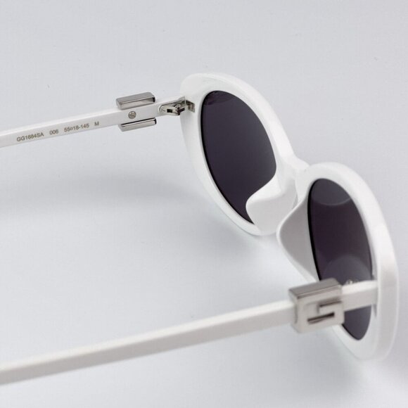 Gucci GG1684SA 006 BRAND NEW Sunglasses White Grey Unisex Oval - Picture 8 of 9